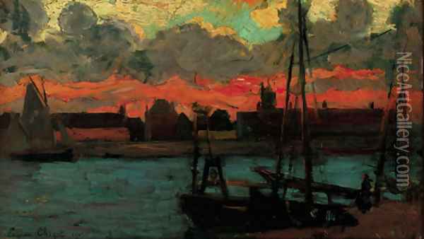 Port des Gravelines Oil Painting - Eugene Chigot