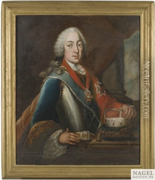 Portrait Des Kurfursten Max Iii. Joseph Von Bayern (1727-1777) Und Seiner Gemahlin Maria Anna Sophia Von Sachsen (1728-1797) (pair) Oil Painting - George de Marees