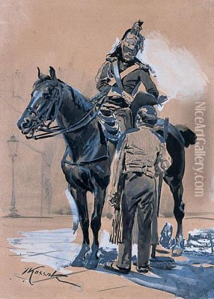 Zandarm Gwardii Republikanskiej Paryskiej, Ok. 1890 R. Oil Painting - Wojciech Von Kossak