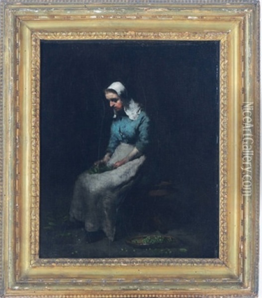 A Woman Seated Oil Painting - Theodule Ribot