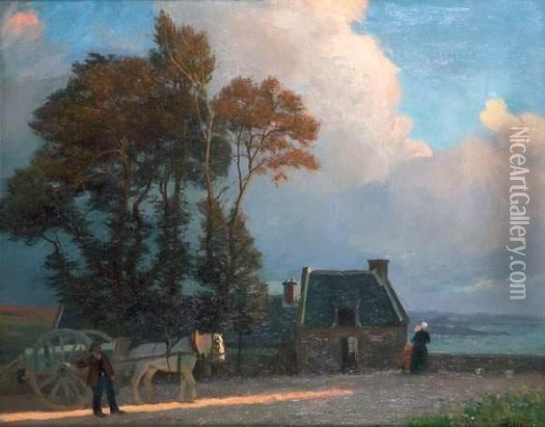 ?retour Du Champs?. Oil Painting - Albert Marie Adolphe Dagnaux
