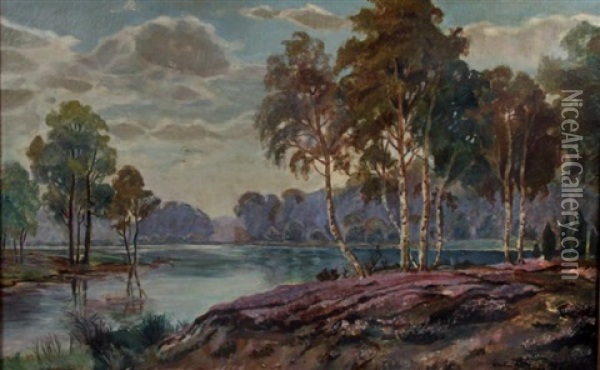 Paysage Au Lac Oil Painting - Gaston Anglade