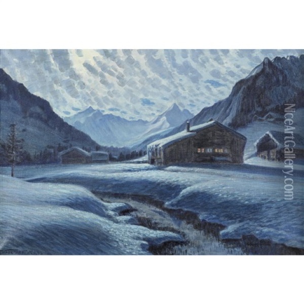 Mondnacht Bei Gstaad Oil Painting - Waldemar Theophil Fink