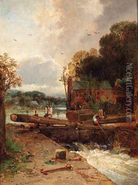 The Lock Gates Oil Painting - James Webb