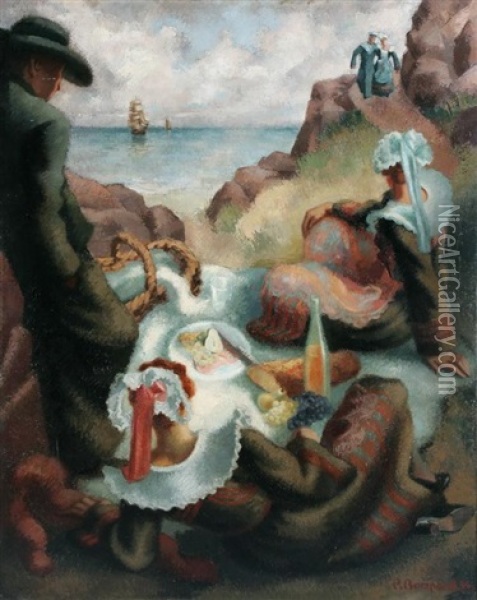 Le Dejeuner Breton Oil Painting - Pierre Bompard