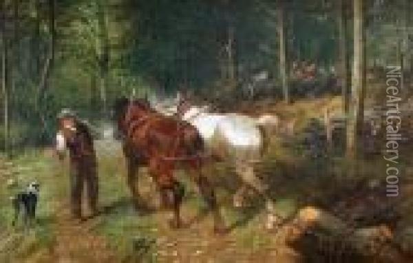 The Logging Cart Oil Painting - Richard Beavis