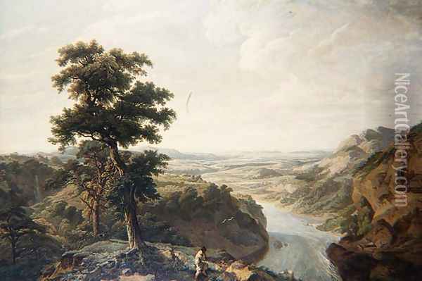 The River Severn, looking towards the sea Oil Painting - John James Chalon