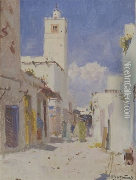 Street In Tunis Oil Painting - Denman W. Ross