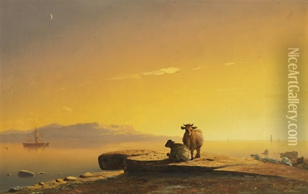 Evening Oil Painting - Arseniy Ivanovich Meshchersky