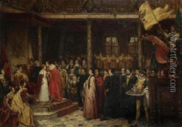 Swearing Of The Oath With Margareth Of Parma Oil Painting - Frans Vinck
