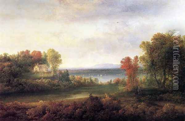Hudson River Landscape Oil Painting - Thomas Doughty