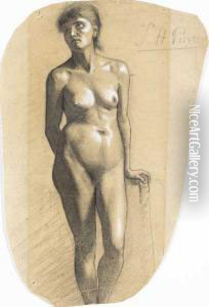 Life Drawing Of Standing Woman Oil Painting - Sarah Henrietta Purser