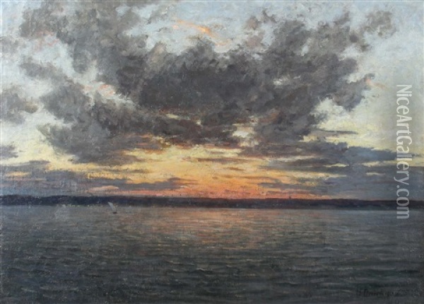 Sonnenuntergang Uber Dem Bodensee Oil Painting - Hermann Druck