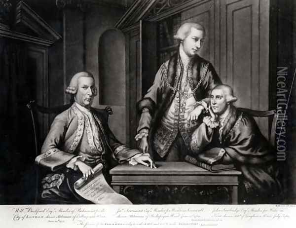 William Beckford 1709-70 James Townsend and John Sawbridge c 1732-95 Aldermen of London Oil Painting - Richard Houston