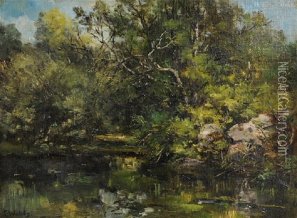 Mare De L'aigrette, Foret De Fontainebleau Oil Painting - Louis Francois Victor Watelin