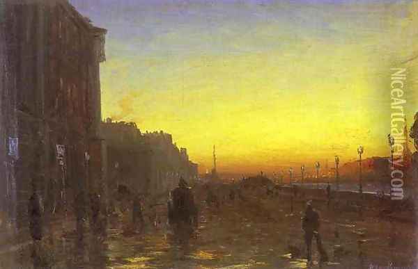 Dawn in Saint Petersburg Oil Painting - Feodor Alexandrovich Vasilyev