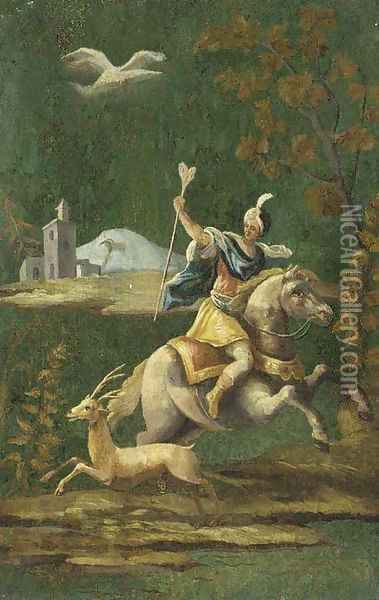 The stag hunt Oil Painting - Continental School
