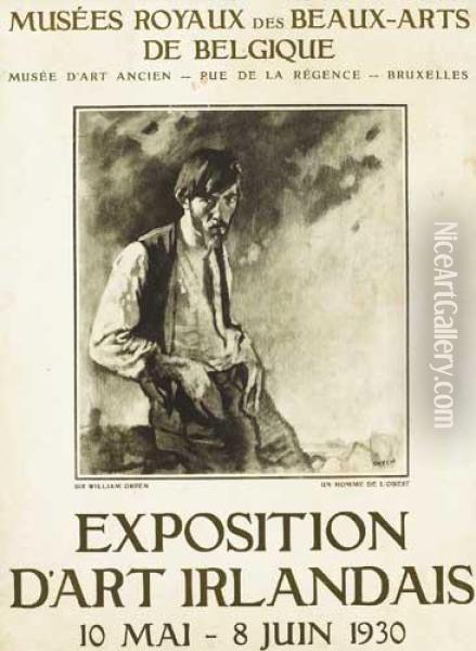 Original Poster For The Exposition D'art Irlandaise, Belgium Oil Painting - Sir William Newenham Montague Orpen