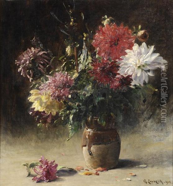 Blumenstilleben. Oil Painting - Georges Antonio Lopisgich