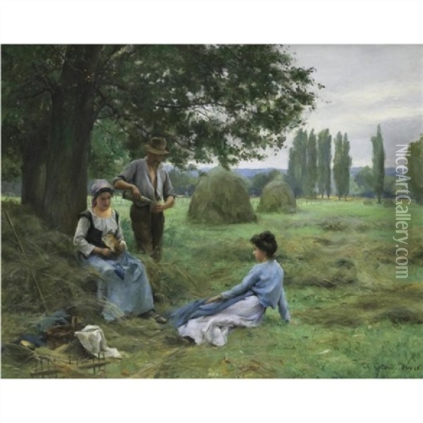 Reapers Resting Oil Painting - Therese Marthe Francoise Cotard-Dupre