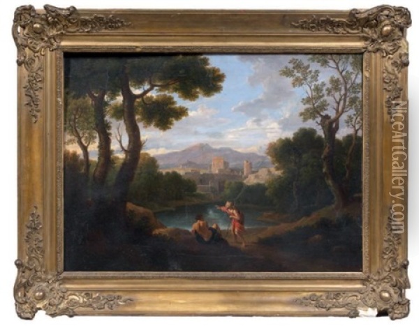 Paysage Au Lac Et A La Forteresse Oil Painting - Francisque Millet