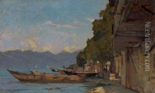 The Lakeshore At Grande Rive Oil Painting - Francois Bocion