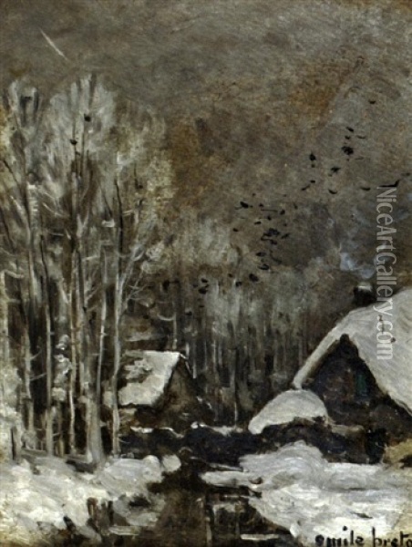 Chaumiere En Foret Oil Painting - Emile-Adelard Breton