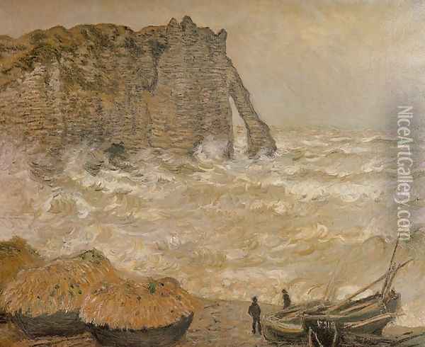 Rough Sea, Etretat (La Porte d'Aval) Oil Painting - Claude Oscar Monet