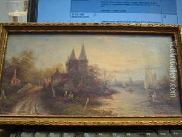 Dutch River Scene Oil Painting - Charles Henri Leickert