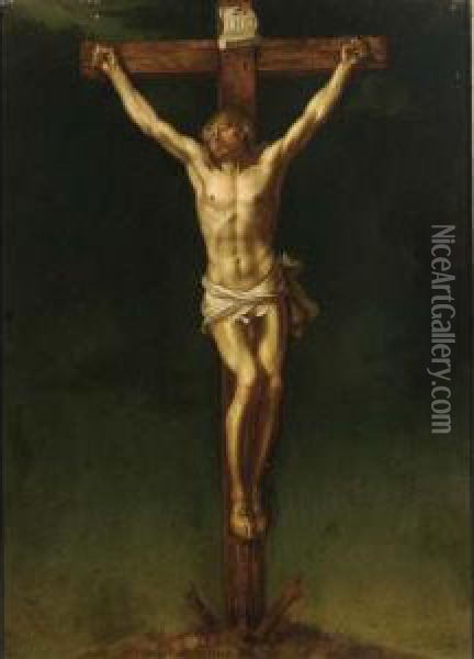 Christ On The Cross Oil Painting - Maria Helena F. Schild