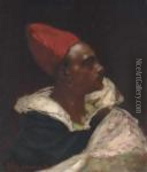 Profile Of A Nubian Man Oil Painting - Benjamin Jean Joseph Constant