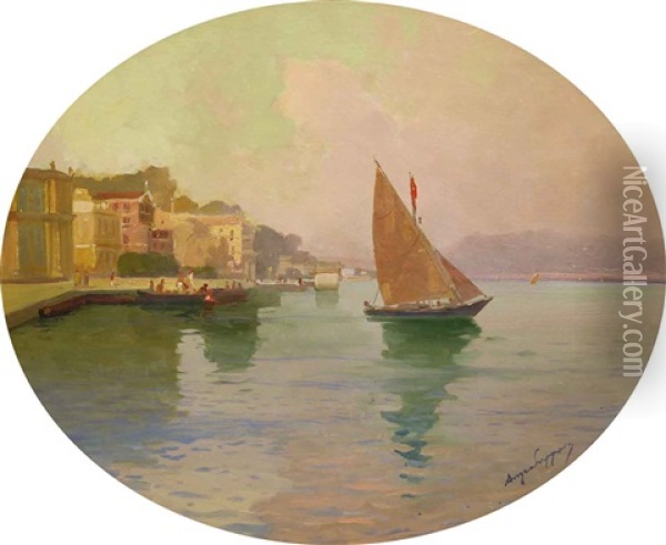 View From Bosphorus Oil Painting - Ange Jacques Supparo