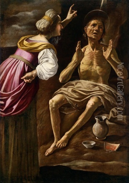 Hiob Und Seine Frau Oil Painting - Rutilio Manetti