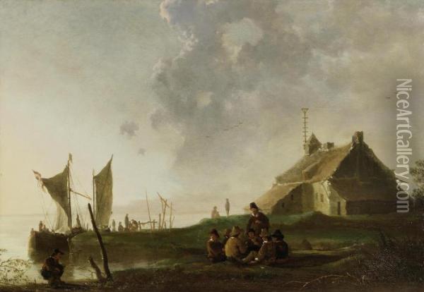 A Guard House On The River Oil Painting - Aelbert Cuyp