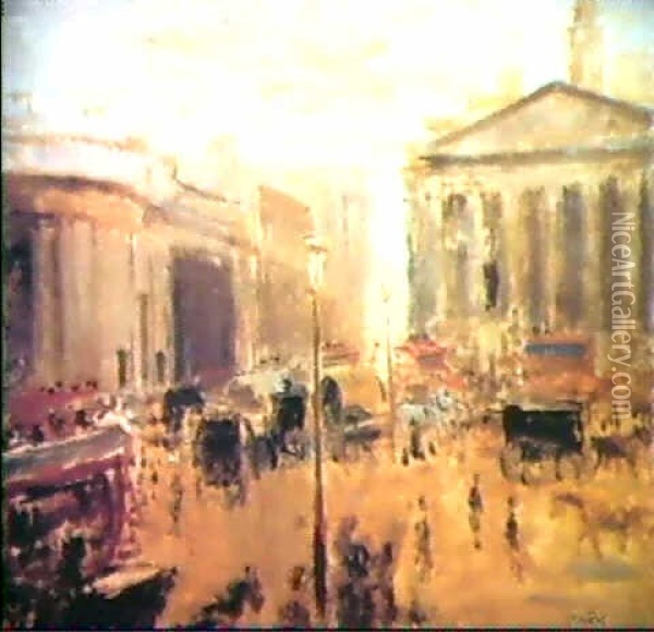 Le Stock Exchange A Londres Oil Painting - Jacques-Emile Blanche