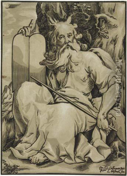 Moses With The Tablets Of The Law Oil Painting - Ludolph Businck