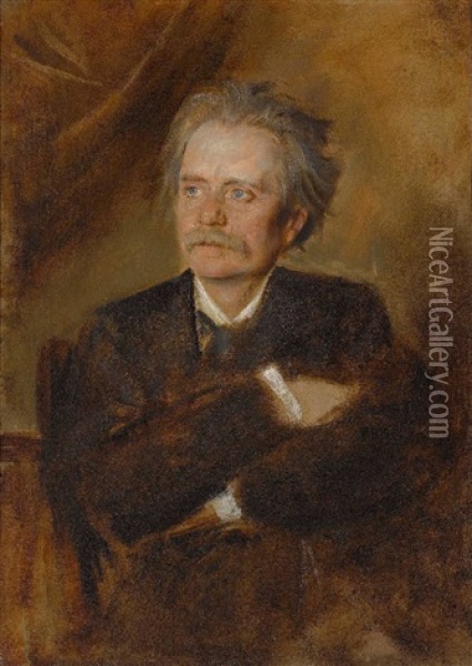 Edvard Grieg Oil Painting - Franz Seraph von Lenbach