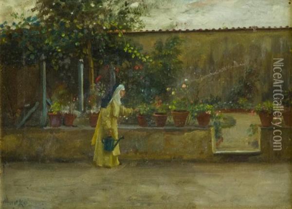 Suora In Cortile Oil Painting - Henry Marko