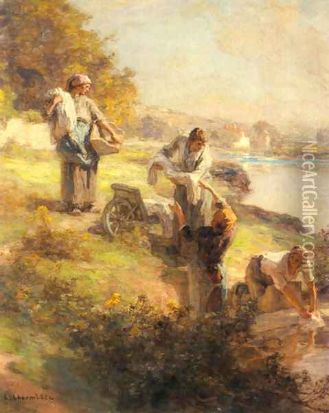 Laveuses le Matin (Washerwomen in the Morning) Oil Painting - Leon Augustin Lhermitte