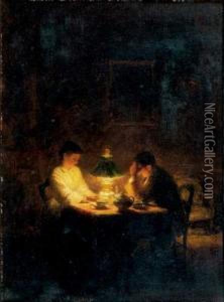 La Partie De Dames Oil Painting - Victor Lecomte