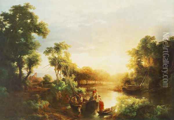 Fishermen 1851 Oil Painting - Karoly, the Elder Marko