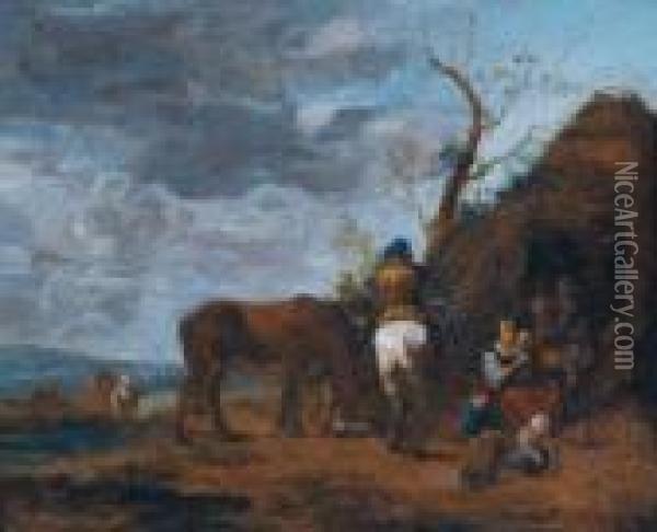 Sosta Davanti A Un'osteria Oil Painting - Nicolaes Berchem