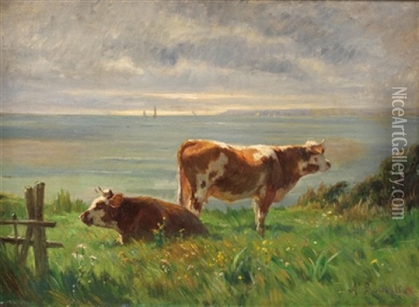 Paisaje Con Vacas Oil Painting - Amable Bouillier