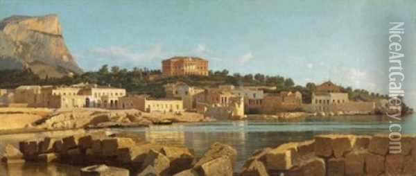 View Of Acquasanta, Palermo Oil Painting - Francesco (Luigi) Lojacono