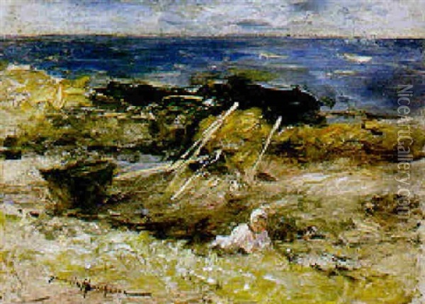 Corner Of A Bay, Machrihanish Oil Painting - Robert Gemmell Hutchison