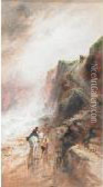 Between Tenby And Penally, Wales; Figures On A Frenchriverside Oil Painting - S.L. Kilpack