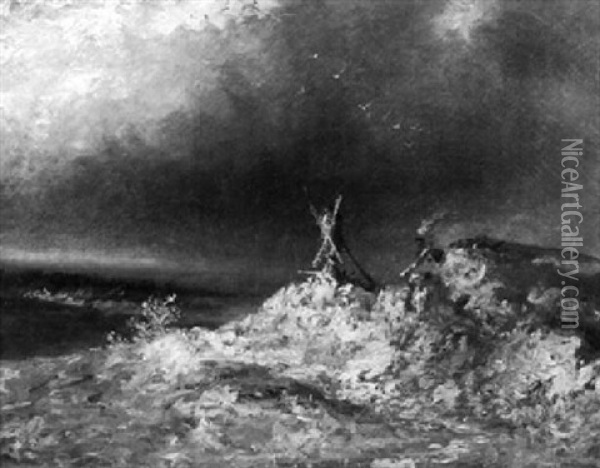 Strandlandschaft Mit Dunen Bei Schwerer Brandung Oil Painting - Georges Michel