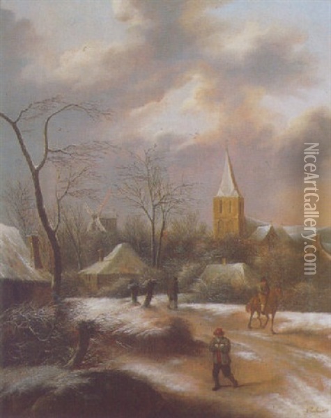 Paysage D'hiver Oil Painting - Nicolaes Molenaer