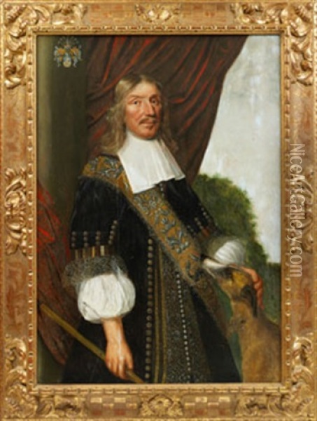 Portratt Av Herre Med Hund Oil Painting - Jan Albert Rootius