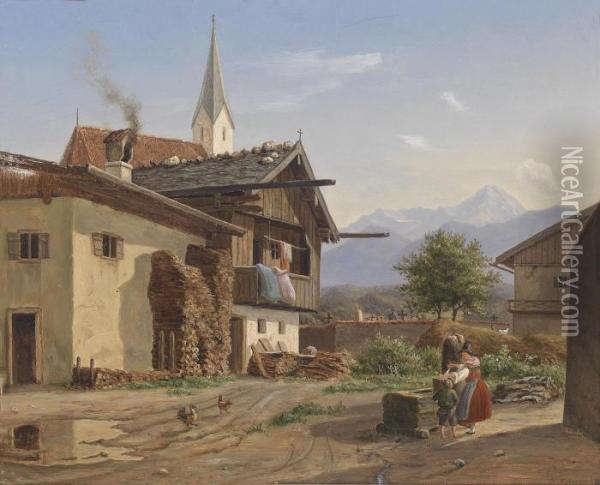 Farmstead Oil Painting - Wilhelm Ferdinand Xylander